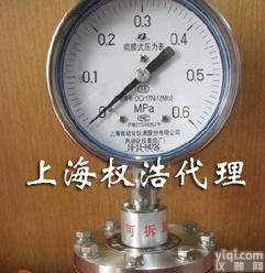  上海仪表四厂YPF-150B-F不锈法兰<em>膜片</em><em>压力表</em>(图)