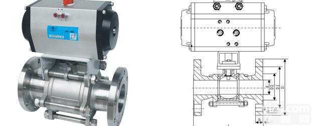 <em>Q641F  气动三片式法兰球阀</em>