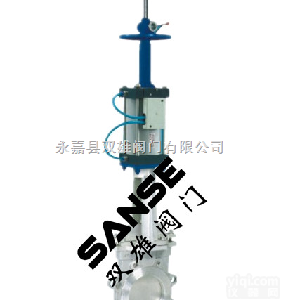 <em>PZ6S43</em>  <em>PZ6S43</em>双驱动单夹式<em>气动</em>刀型<em>闸阀</em>/永嘉<em>气动</em>不锈钢刀<em>闸阀</em>