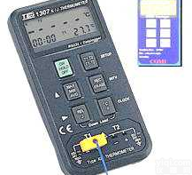 TES1307  双通道联电脑<em>温度计</em>K,J<em>记忆</em>式温度表TES-1307