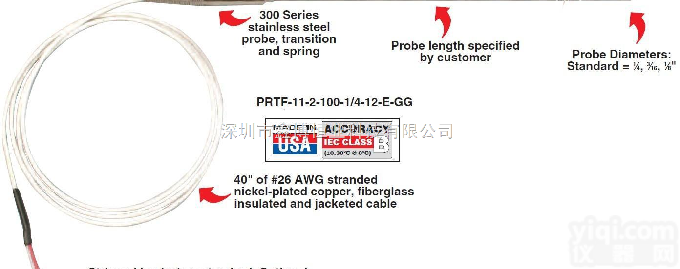omega<em>热电阻</em>探头  PRTF-11-GG<em>系列</em>omega<em>热电阻</em>探头-B类精度-英制