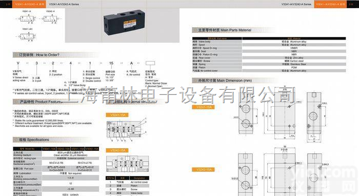 上海V系列<em>气控阀</em>（二位<em>三通</em>）