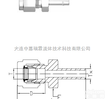 双<em>卡套</em>转TUBE<em>管缩颈</em><em>接头</em>
