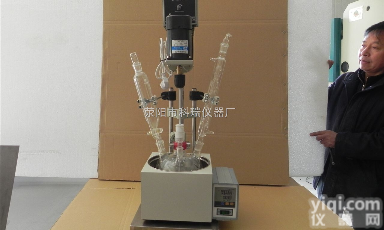 DF-<em>1L  单层玻璃反应釜</em> GG-17高硼硅玻璃反应釜1L 玻璃反应釜 反应釜 1...