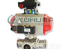<em>气动卫生级三通球阀</em>，气动快装球阀