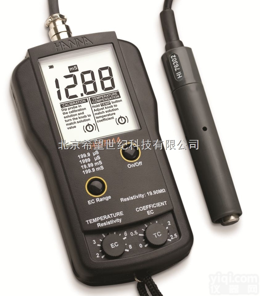 <em>意大利</em>哈纳 <em>微电脑</em>便携式电导率EC-电阻率测定仪