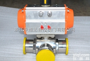 Q684/5F  <em>气动卫生级三通球阀</em>，气动三通卫生级T/L型球阀