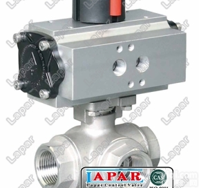LPA14-  螺纹<em>三通</em><em>球阀</em>气动<em>三通</em>L<em>不锈钢</em>材质PTFE密封袋电磁阀限位开关