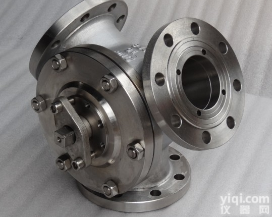 Q942F  316粉体三通<em>球阀</em><em>法兰</em>式<em>调节型</em>4-20mA