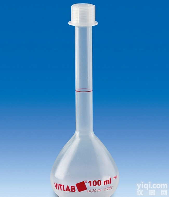 B级  <em>德国</em>VITLAB进口塑料PMP透明<em>容量瓶</em>带PP<em>螺帽</em>