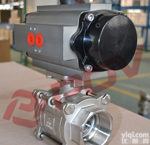 气动三<em>片式</em>内螺纹<em>碳钢</em><em>球阀</em>1000WOG