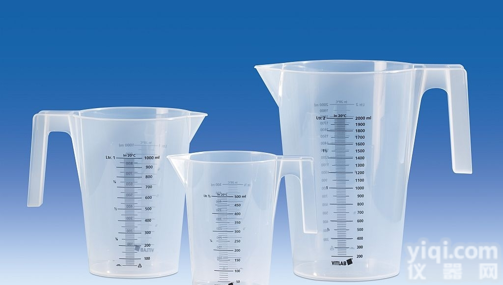 进口塑料带把刻度<em>烧杯</em>VITLAB<em>德国</em>进口PP可堆叠<em>烧杯</em>