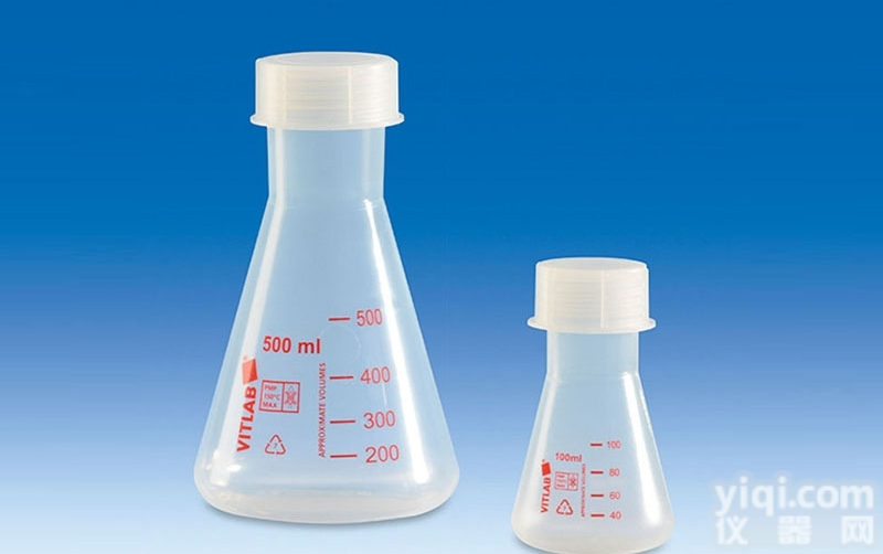 进口PMP<em>锥形</em>瓶VITLAB德国进口塑料培养瓶带PP<em>螺帽</em>