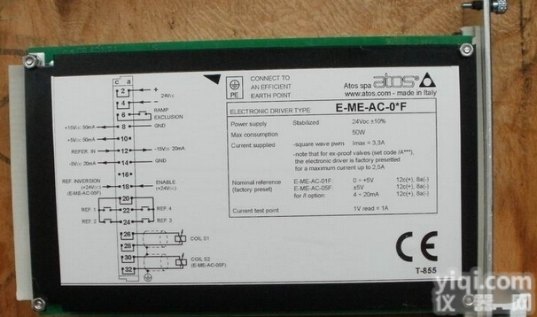 E-RI-TERS-<em>PS</em>-01H20/B  意大利ATOS<em>放大器</em>E-RI-TERS-<em>PS</em>-01H20/BM003A