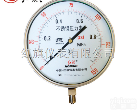红旗Y-200/250BF 不锈钢<em>压力表</em> 耐温<em>防腐</em><em>压力表</em>