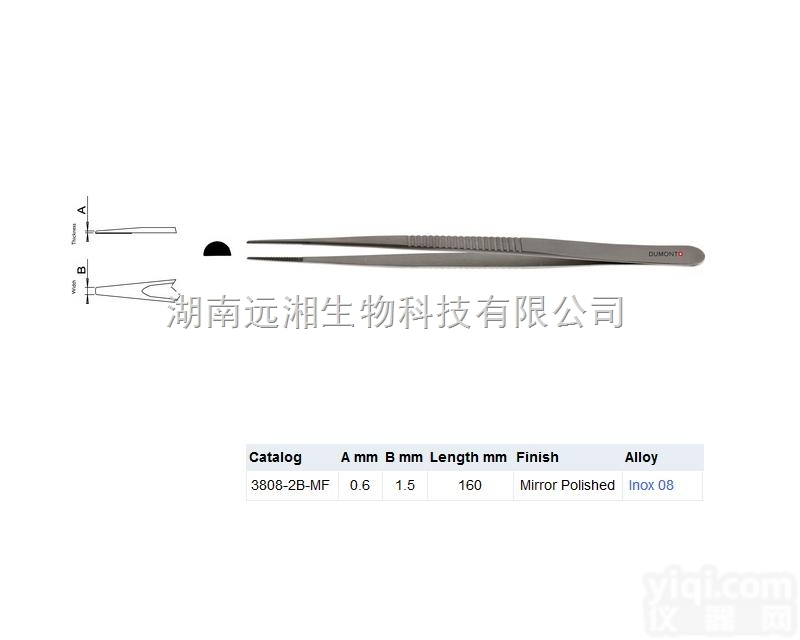 <em>Dumont</em><em>镊子</em>3308-2B-PO <em>Dumont</em>代理 <em>Dumont</em>镊...