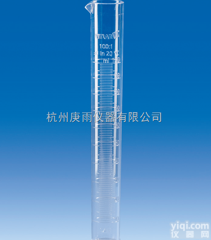 <em>量筒</em>，SAN，B级，高型，带<em>凸起</em>刻度