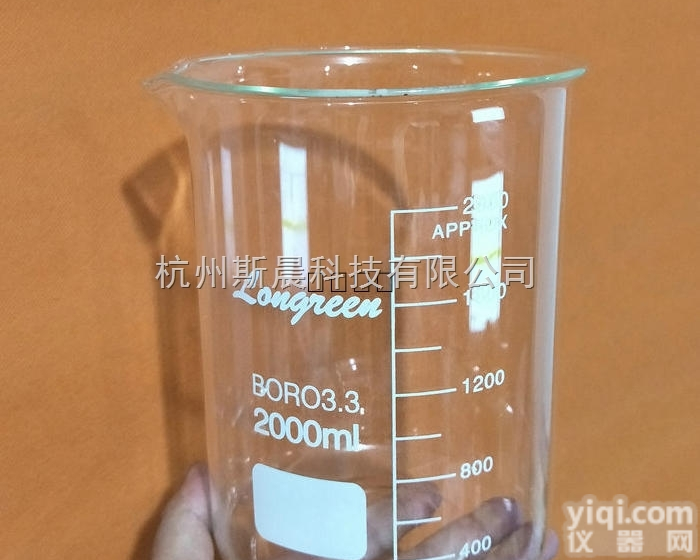 SCB-DX2000  杭州斯晨2000ml低型玻璃<em>烧杯</em> 加厚高硼硅玻璃<em>烧杯</em>2000ml<em>刻度</em>烧...
