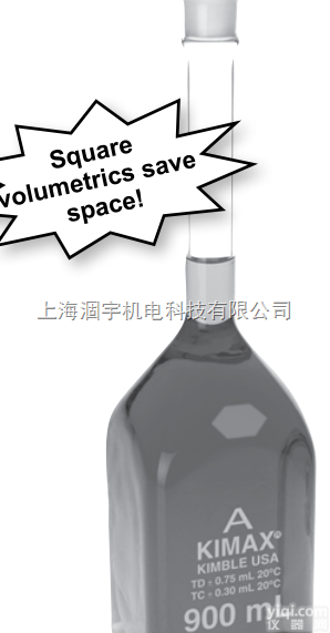 28046-500/900  美国KIMAX、KIMBLE方形玻璃容量瓶 <em>长颈瓶</em>