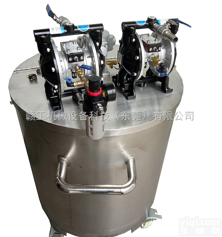 厂家定制赣工200L不锈钢<em>气动</em>搅拌机配<em>隔膜泵</em> 推车式防爆调漆罐