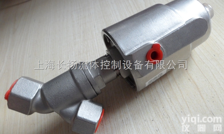 JF10050215YG  ESG100全不锈钢气控角座阀 活塞<em>阀门</em> DN15 PN16Y型<em>截止阀</em>