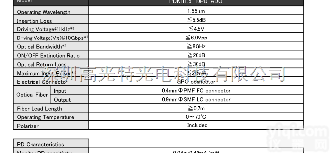 T.DKH1.5-10PD-ADC  10G <em>电光</em><em>调制器</em>/10G modulator/10G 铌酸锂<em>调制器</em>/...