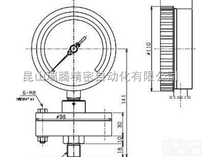 AS3/8x100x0.1MPa PVC  隔<em>膜式</em><em>压力计</em>BT-1<em>右下</em>精器制造MigishitaSeiki