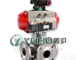 310  禹沪生产Q644/Q645<em>气动</em><em>三通</em><em>球阀</em>