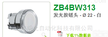 ZB4BW313  <em>施耐德</em>ZB4BW313发光<em>按钮</em>头上海代理商
