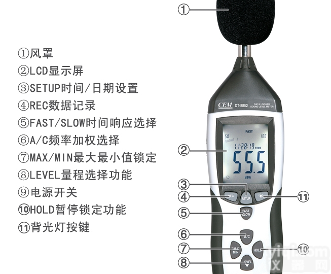 DT-8852  CEM华<em>盛昌</em>DT-8852噪音计 噪声<em>测试仪器</em>
