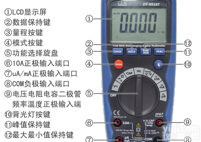 DT-<em>9918</em>  DT-<em>9918</em>防水型数字多用表CEM华<em>盛昌</em><em>万用表</em>
