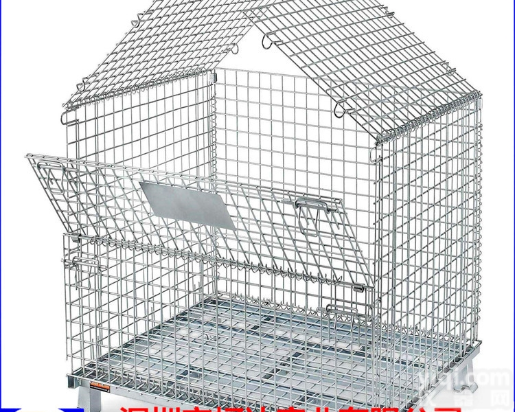 kd-c0233  配搁板<em>仓储笼</em>仓库笼带脚轮笼车<em>折叠</em>笼网格笼