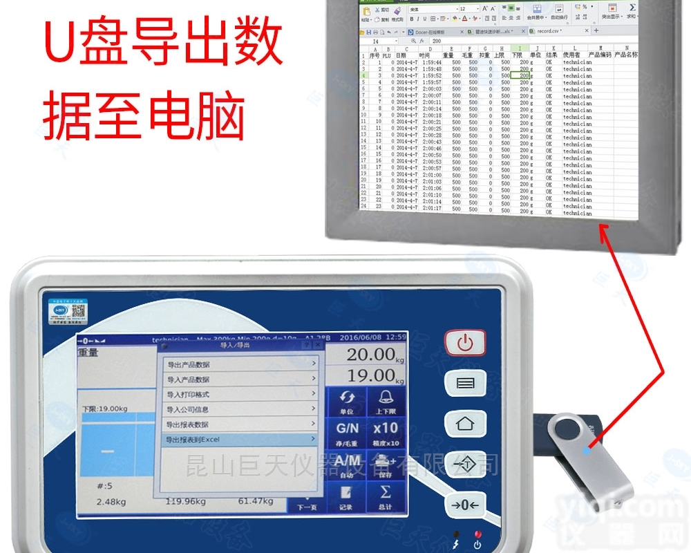 7寸<em>触摸屏</em>显示<em>电子秤</em>带记忆存储<em>功能</em>