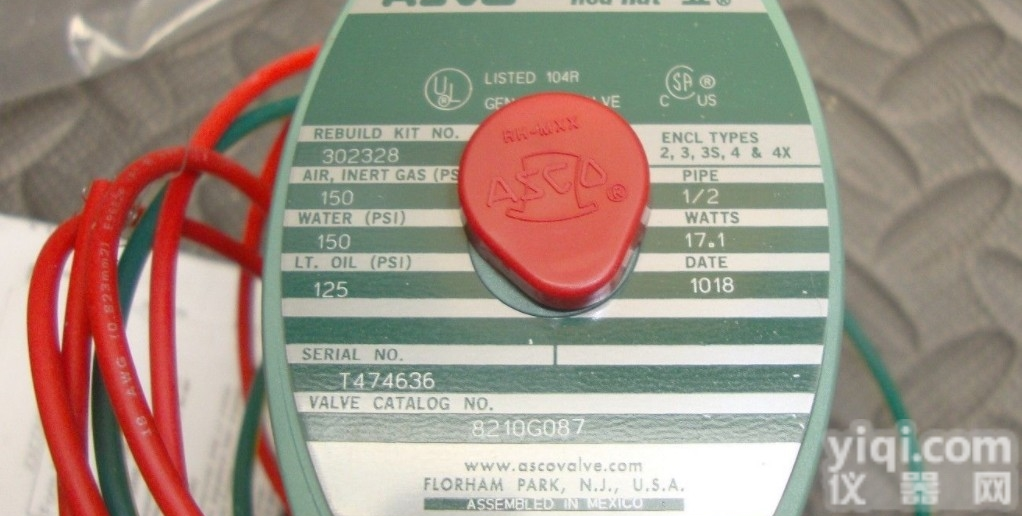 ASCO电磁阀小红帽8210G087 1/2<em>不锈</em>钢<em>特价</em>