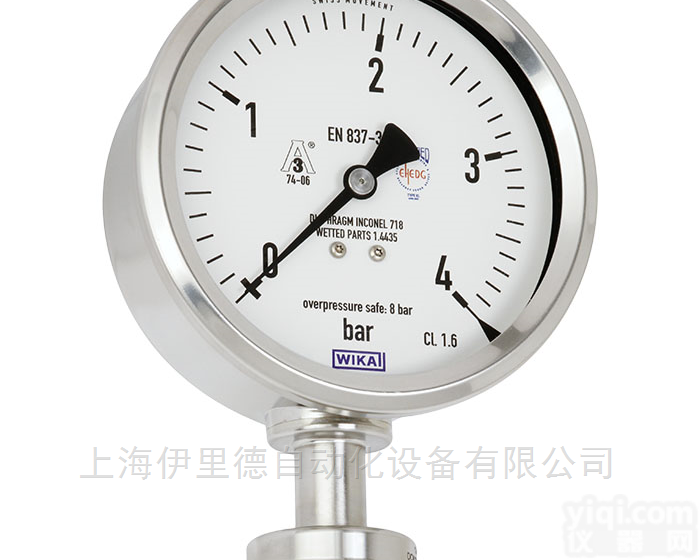 PG43SA-S  管道<em>发酵罐</em>生物<em>反应器</em>威卡平嵌隔膜式压力表