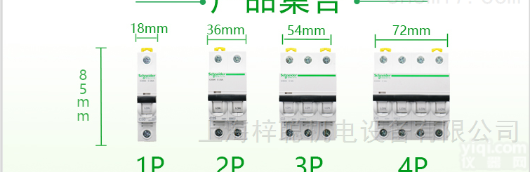 <em>施耐德</em>小型<em>空气开关</em>iC65N 2P C1A