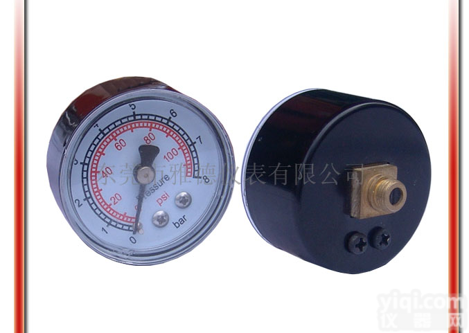 雅德仪表有限公司专业生产40MM轴向<em>塑壳</em>气泵<em>压力表</em>系列