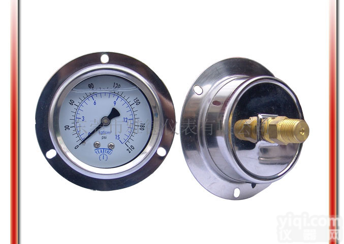 供应60MM轴向带边耐震<em>油压表</em>、不锈钢压力表、充油表、压力表、SUS316压力表