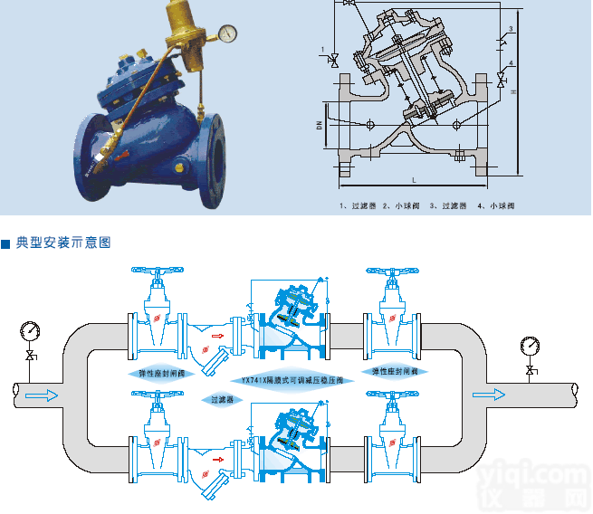 YX741X<em>隔膜</em><em>可调式</em>减压稳压阀