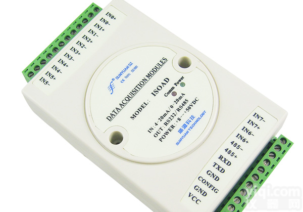 模拟<em>信号</em>多<em>通道</em>隔离<em>采集</em>模块RS232/485：ISO AD A08