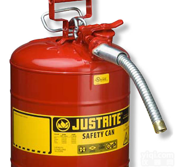 Justrite7.5LII类带软管工业安全罐,<em>易燃</em>品<em>防火</em>安全罐,<em>易燃</em>液体安全罐型号