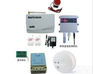 gsm温湿度<em>报警器</em>+无线烟感<em>报警器</em>+无线<em>漏水</em><em>报警器</em> 机房安全报警