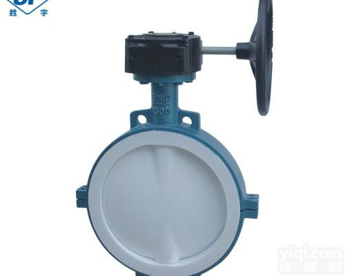 供应胜宇D371F46/F4衬氟对夹式蝶阀 <em>常温</em> 涡轮头<em>各种高</em>腐蚀化学介质