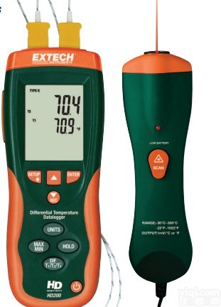 美国EXTECH HD200双通道<em>热电偶</em><em>测温仪</em>HD-200<em>红外</em><em>测温仪</em>