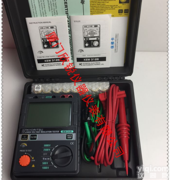 KEW3126<em>高压兆欧表克列茨绝缘电阻测试仪</em>3126漏电电流5MA