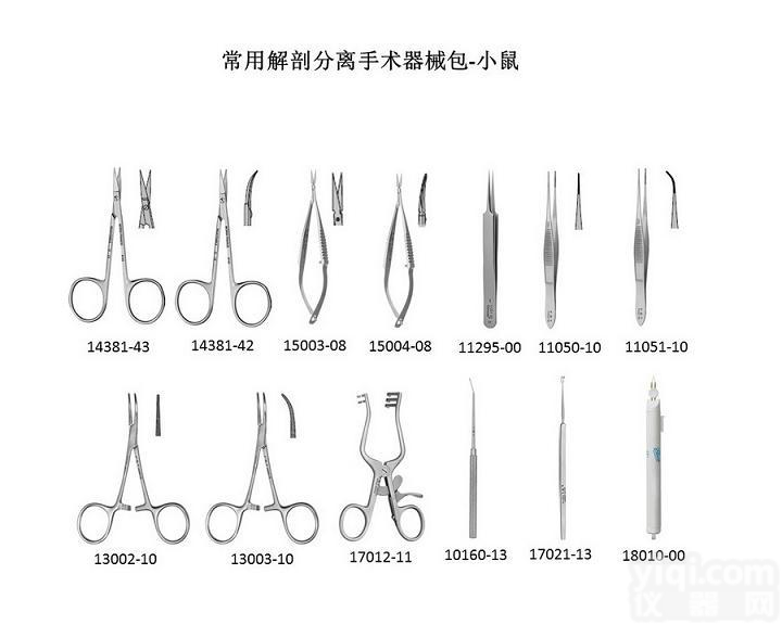 FST<em>小鼠</em>常用<em>解剖</em>分离手术器械包YX-FST005