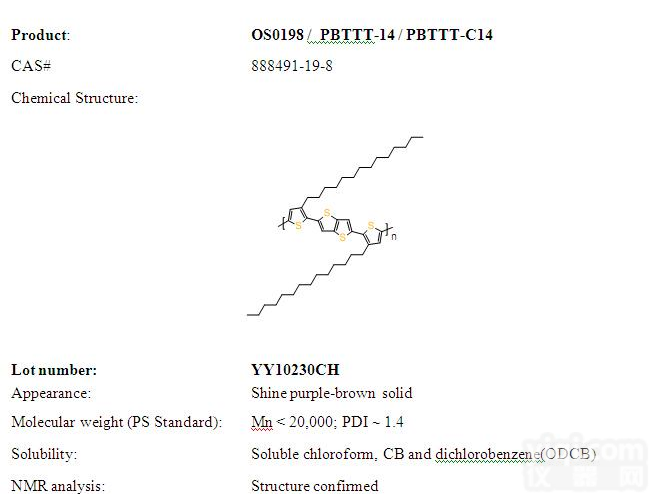 <em>加拿大</em>1-<em>material</em>有机给<em>受体</em>PBTTT-14