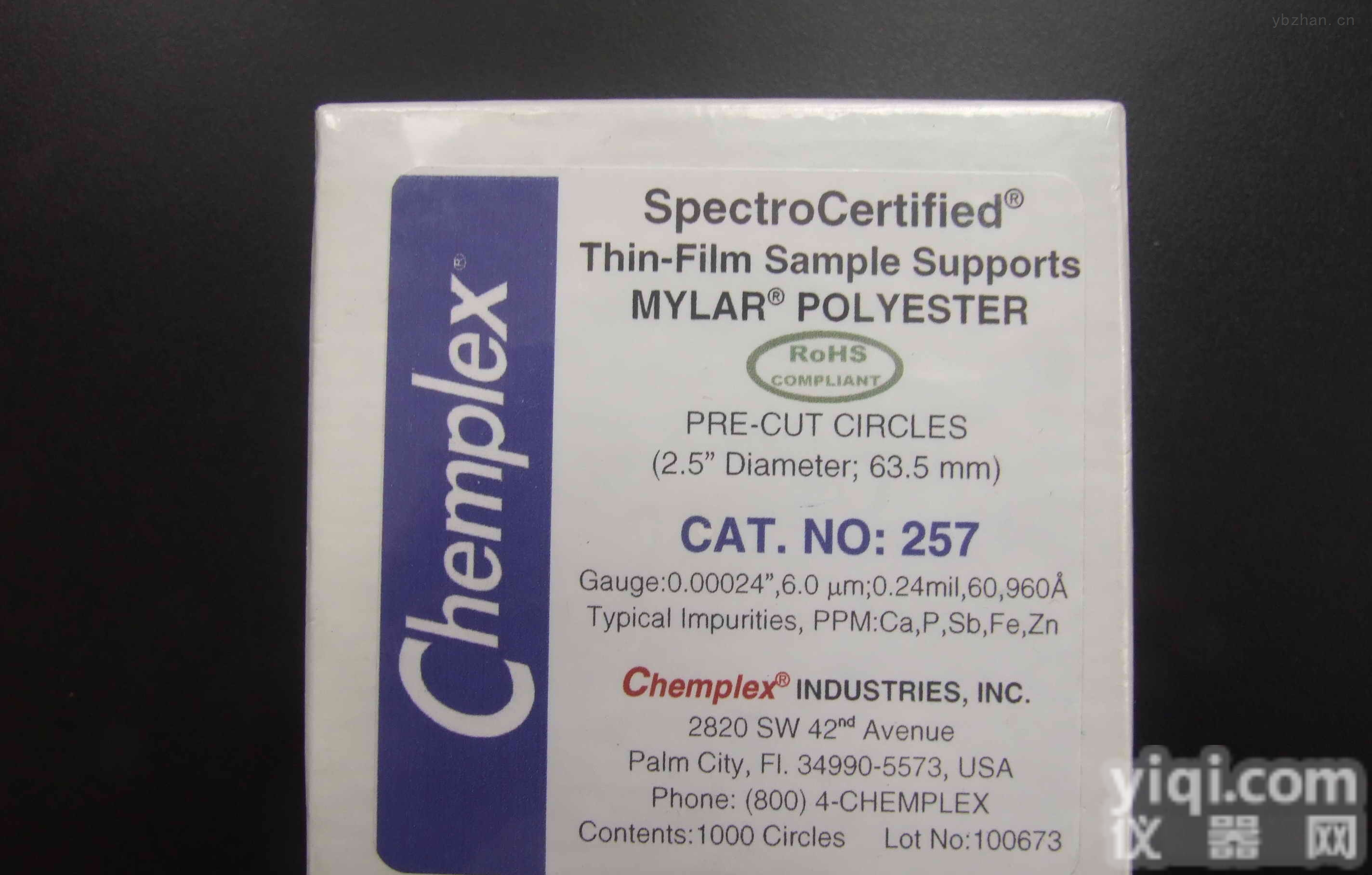 CAT. NO：257  X射线荧光<em>光谱仪</em>样品<em>薄膜</em>