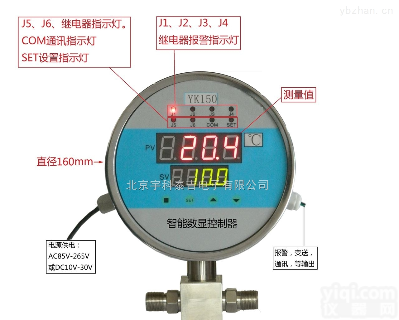 YKTJ-150  智能数显差压变送器，带RS485接口，带<em>继电器</em>报警，带<em>数字显示</em>