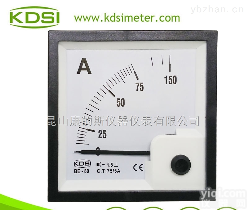 BE-80 AC75/5A  <em>指针式</em>方形<em>交流</em>电流表 BE-80 AC75/5A  配电柜用表